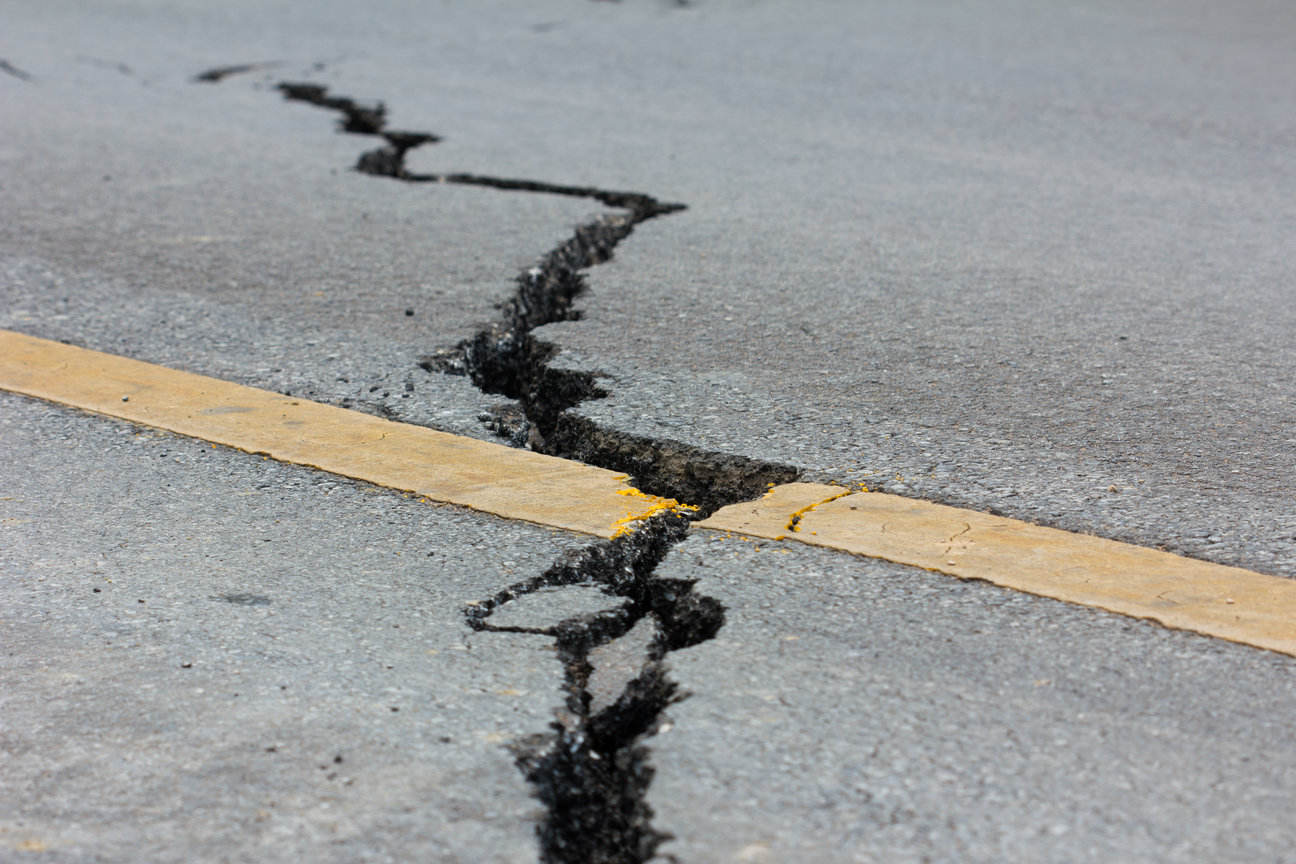 broken road by an earthquake