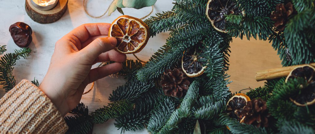 DIY homemade yule wreath