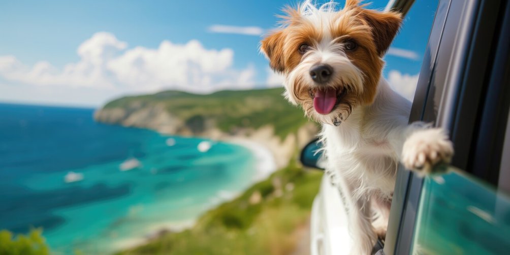 Dog on summer vacation travel