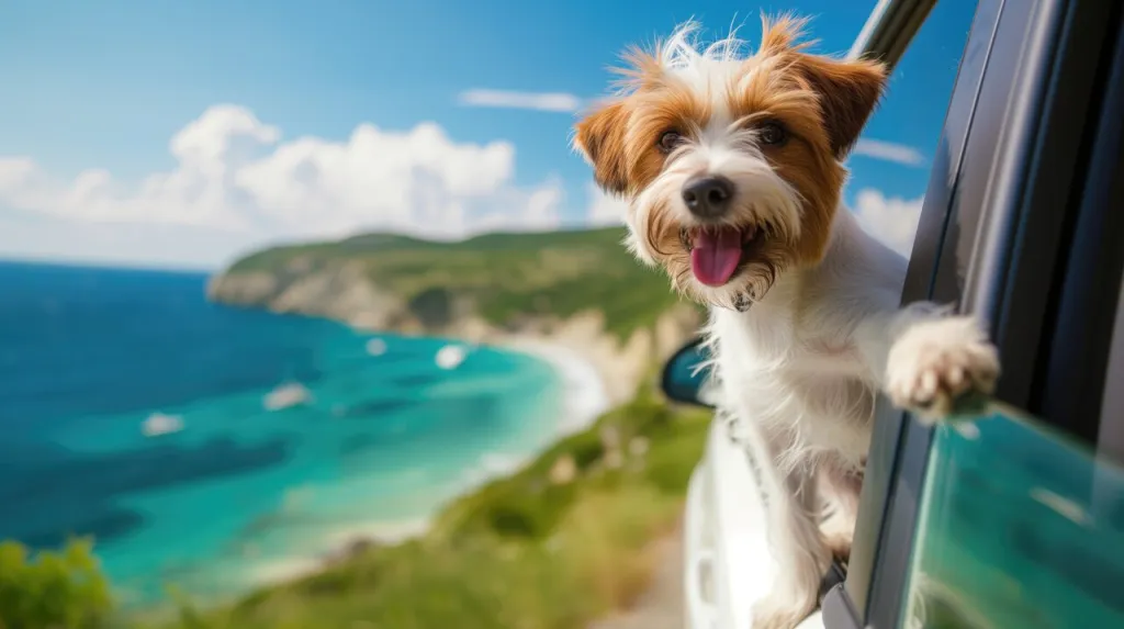 Dog on summer vacation travel