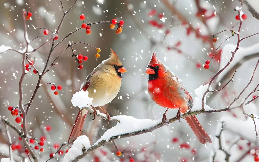 Winter Birds Cardinals